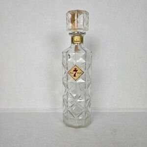 Vintage Seagrams 7 Crown Whiskey Decanter Diamond Cut Glass with Stopper 12.5in